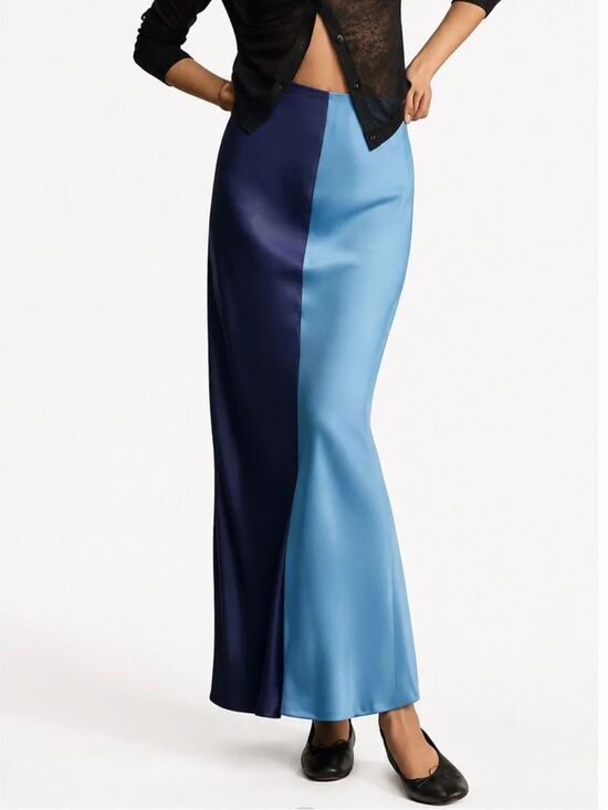 Anthropologie Dresses & Skirts - ANTHROPOLOGIE Tilda Maxi Two-Tone Blue Slip Skirt Size XS